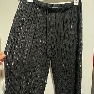 Elegant Black Crochet Swim Coverup Pants